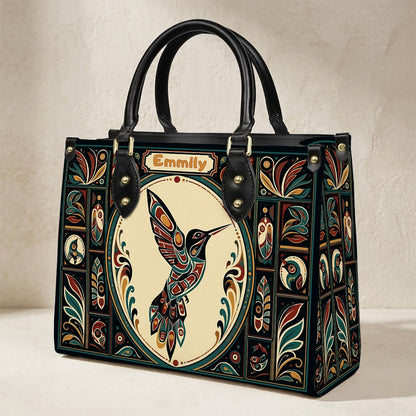 Hummingbird Eternal Grace Personalized Leather Bag