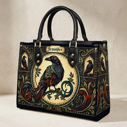 Raven Midnight Wisdom Personalized Leather Bag