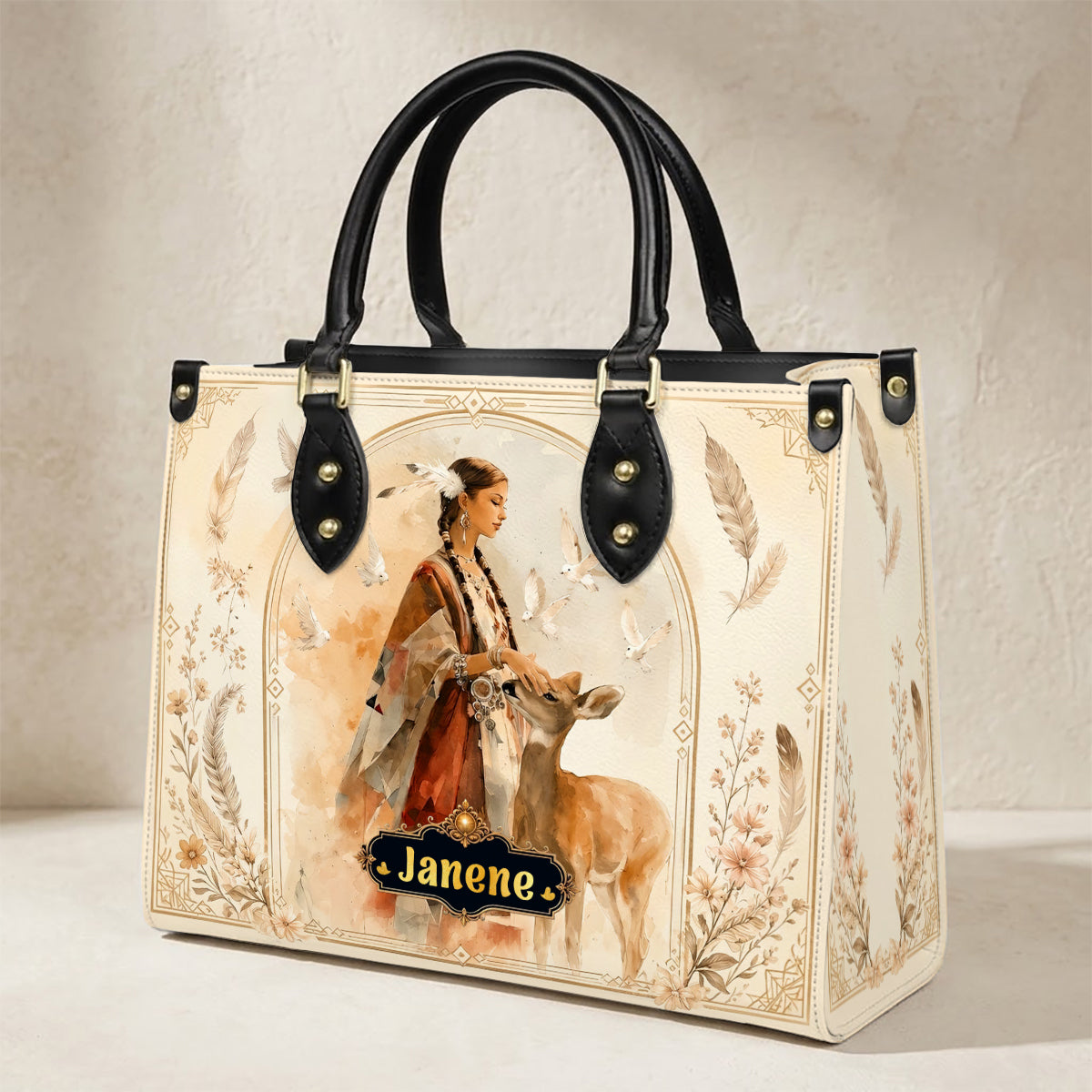White Deer Heritage Personalized Leather Bag