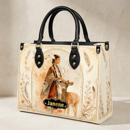 White Deer Heritage Personalized Leather Bag
