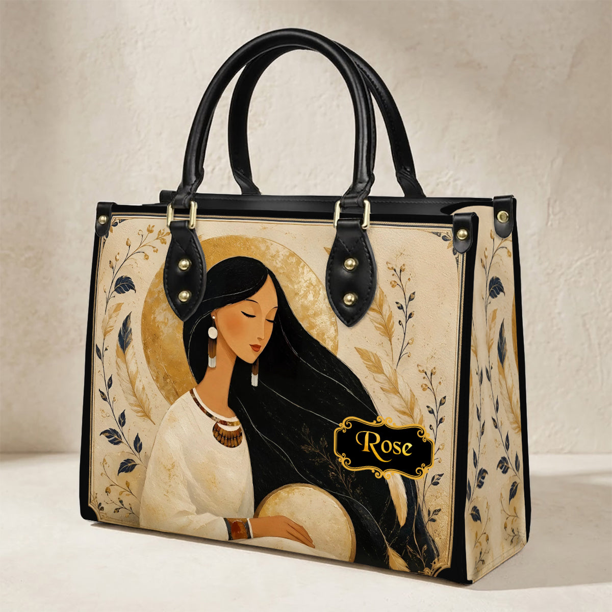 Golden Moon Maiden Personalized Leather Bag - Q1579