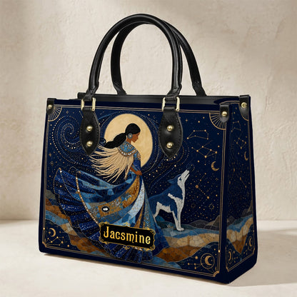 Lunar Wolf Guardian Personalized Leather Bag