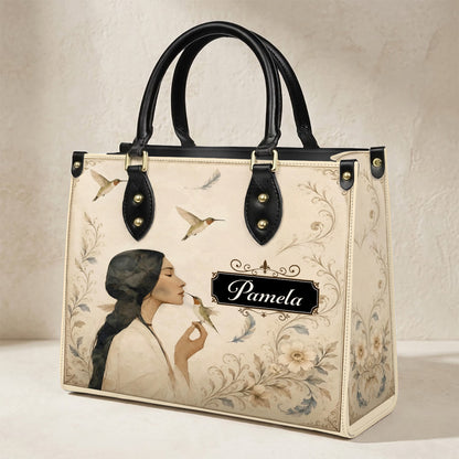 Whispering Hummingbird Soul Personalized Leather Bag