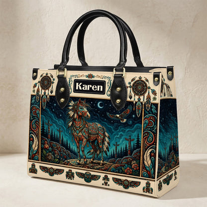 Moonlit Horse Legacy Personalized Leather Bag - Q1579