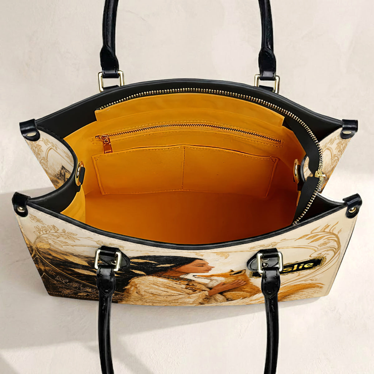 Whispering Fox Woman Personalized Leather Bag