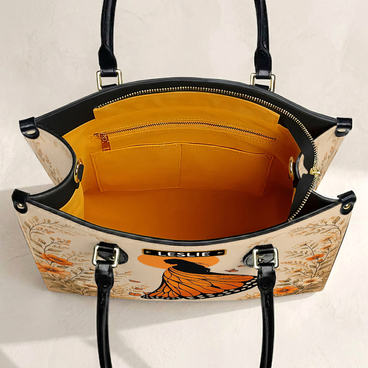 Amber Butterfly Woman Personalized Leather Bag