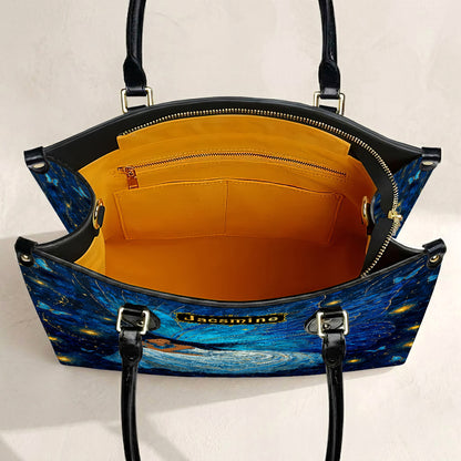 Azure Butterfly Woman Personalized Leather Bag