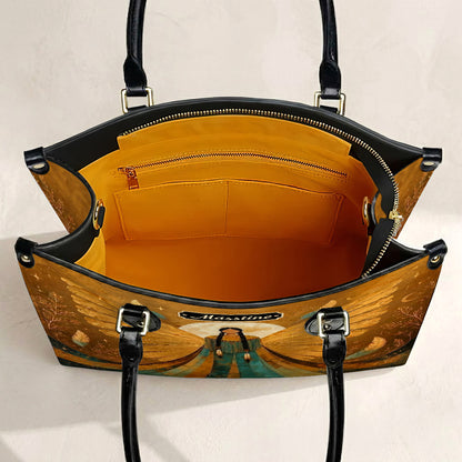 Golden Winged Grace Personalized Leather Bag