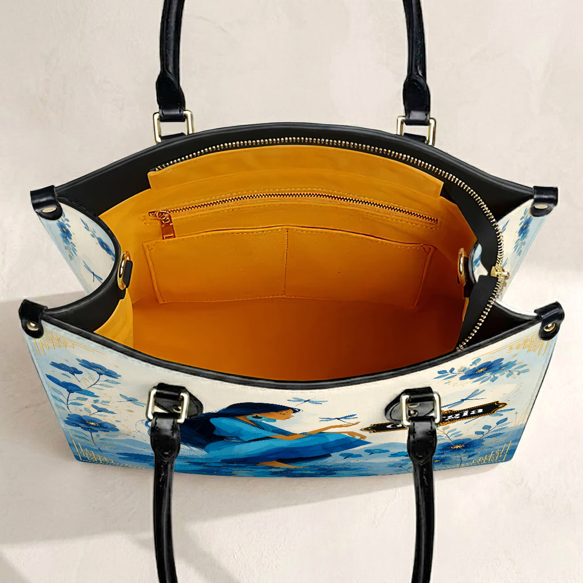 Blue Blossom Woman Personalized Leather Bag