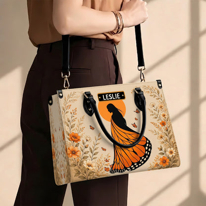 Amber Butterfly Woman Personalized Leather Bag