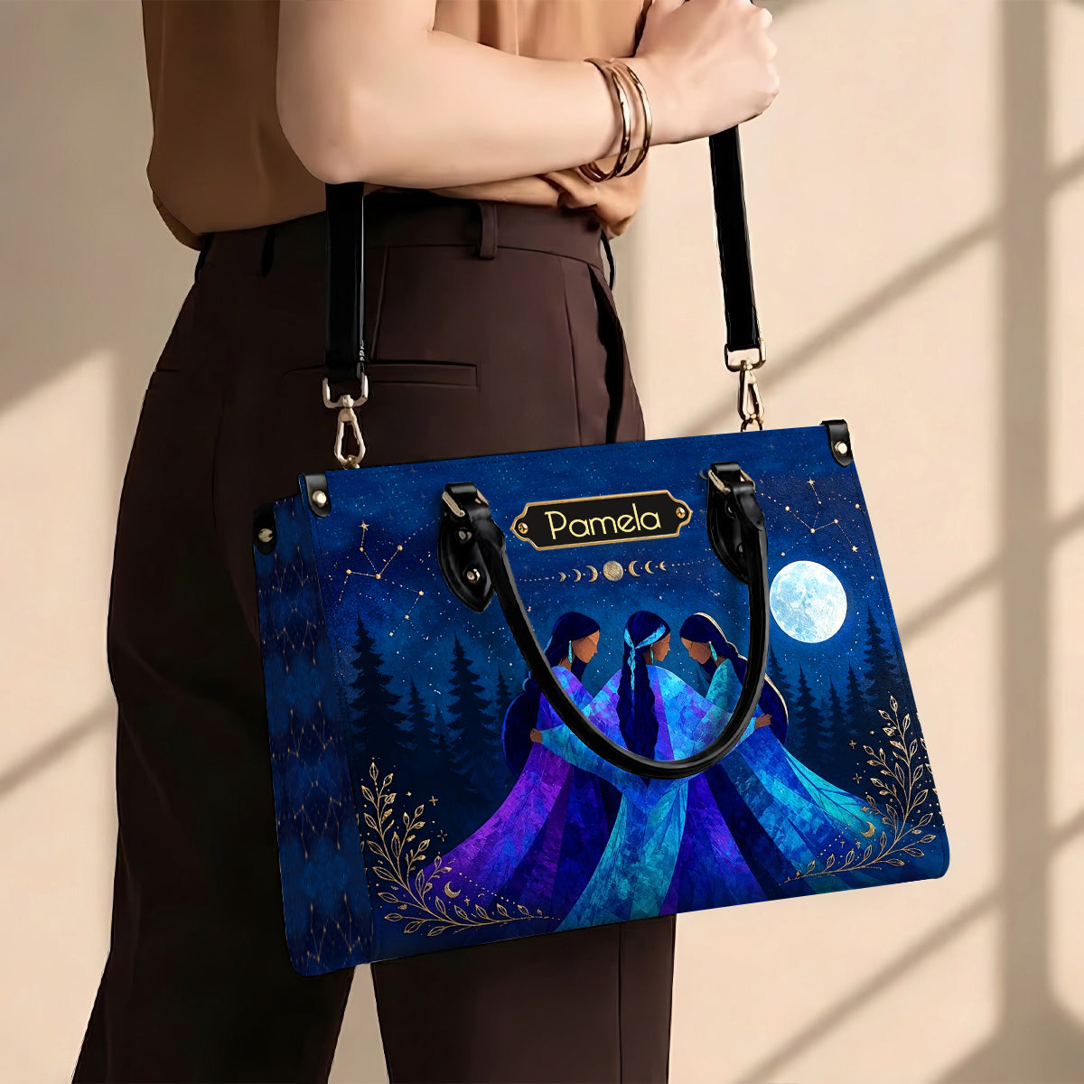 Whispering Moon Connection Personalized Leather Bag