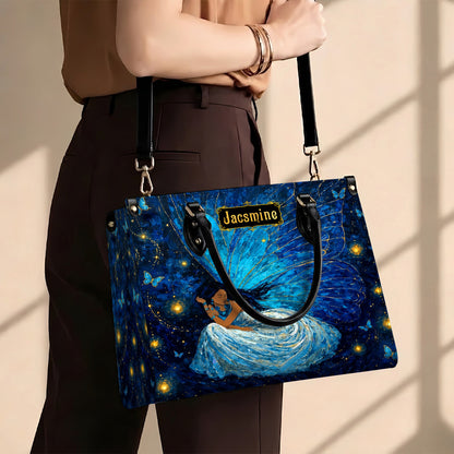 Azure Butterfly Woman Personalized Leather Bag