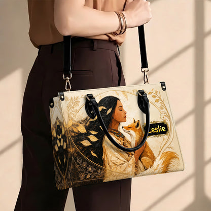 Whispering Fox Woman Personalized Leather Bag