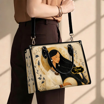 Golden Moon Maiden Personalized Leather Bag - Q1579