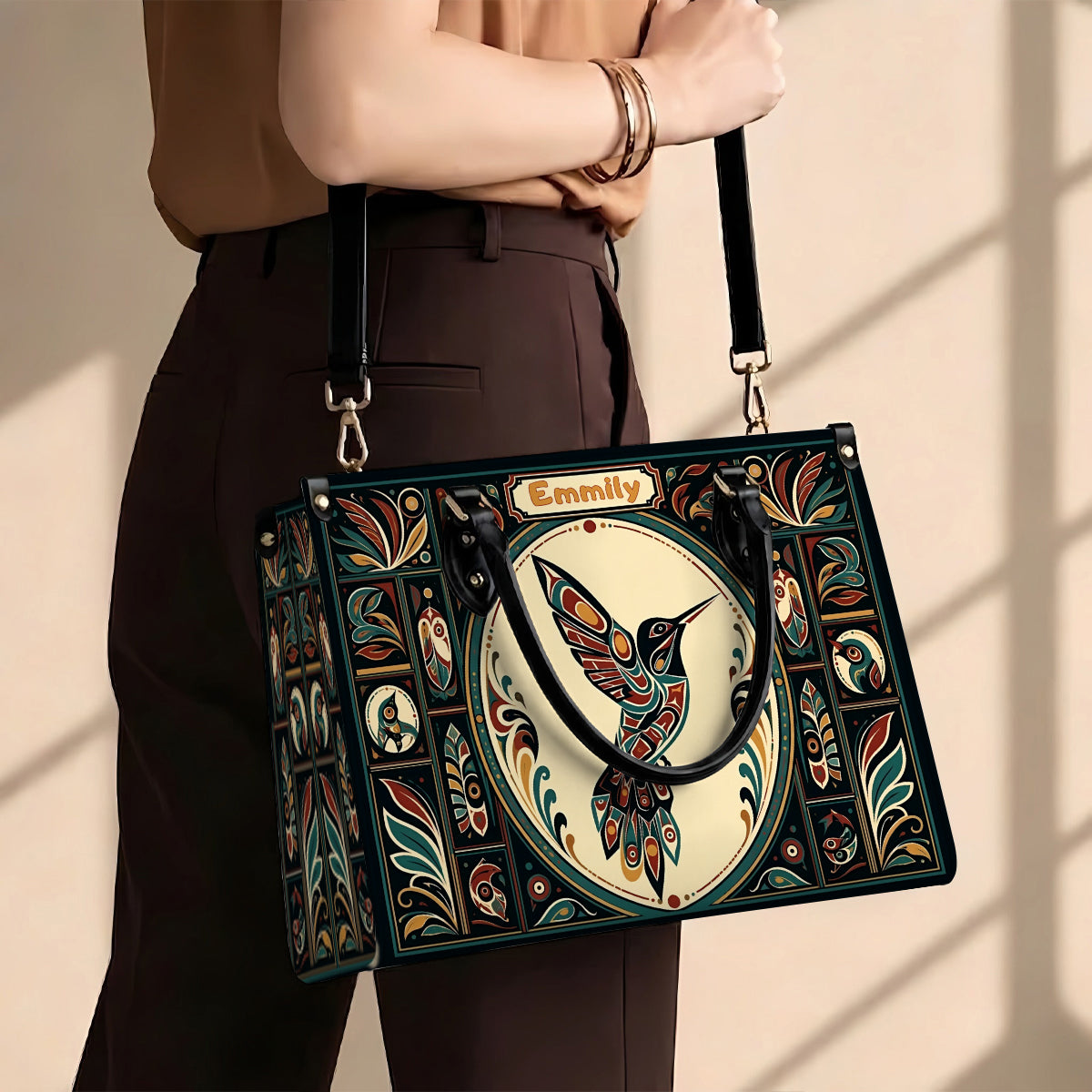Hummingbird Eternal Grace Personalized Leather Bag