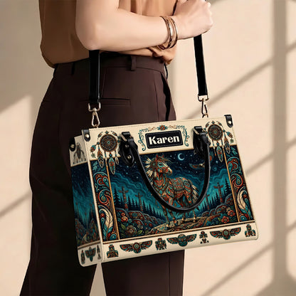 Moonlit Horse Legacy Personalized Leather Bag - Q1579