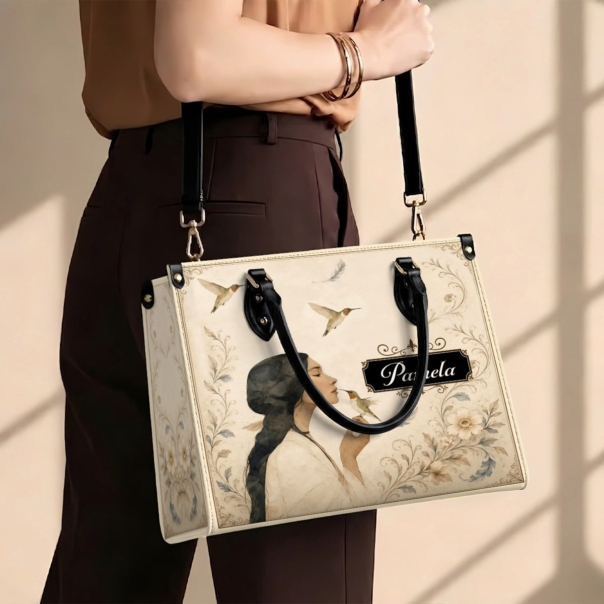 Whispering Hummingbird Soul Personalized Leather Bag