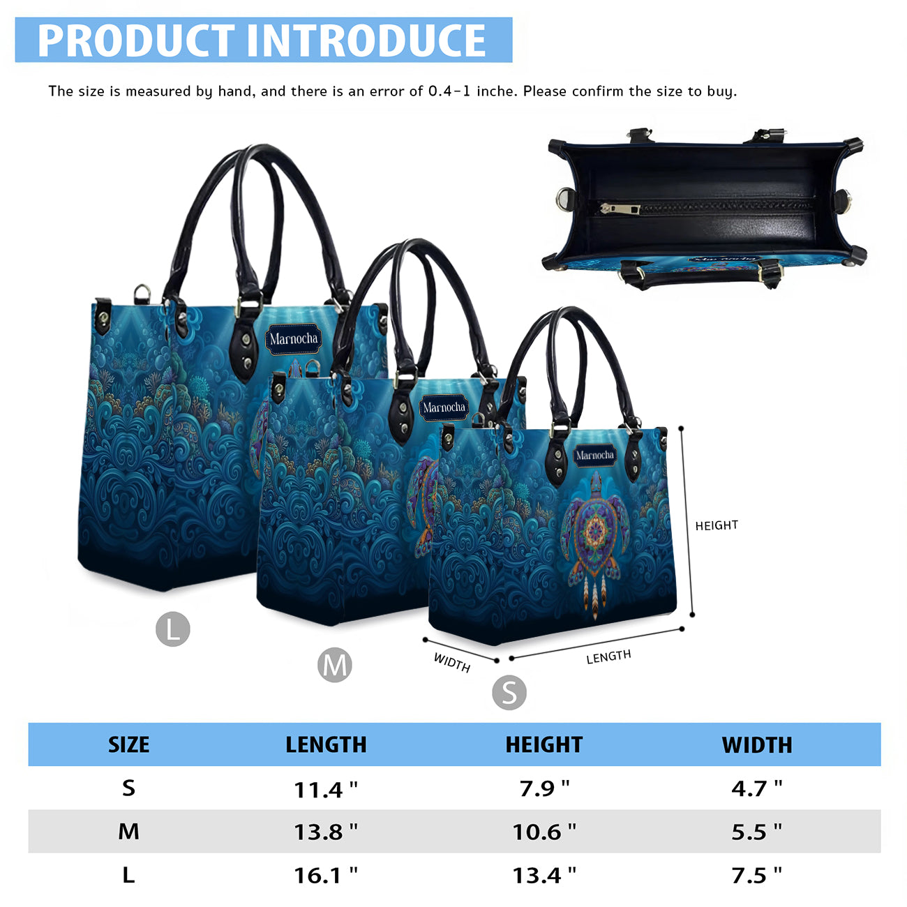 Celestial Turtle Spirit Personalized Leather Bag