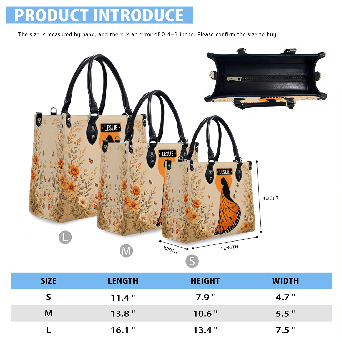 Amber Butterfly Woman Personalized Leather Bag
