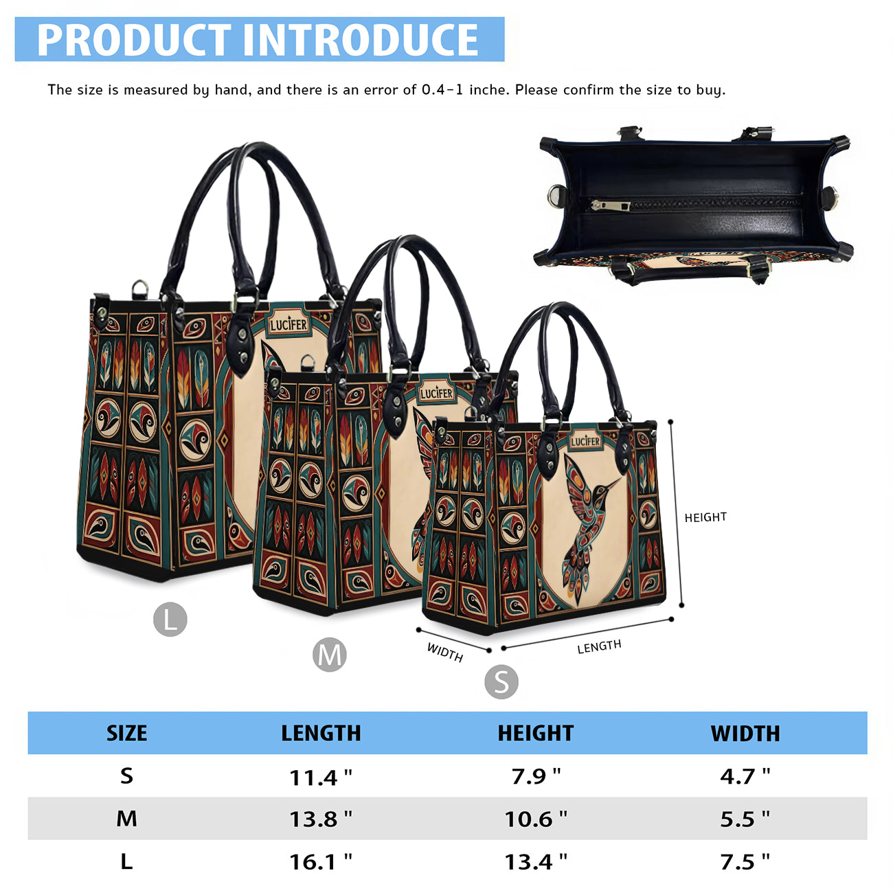 Hummingbird Heritage Flight Personalized Leather Bag