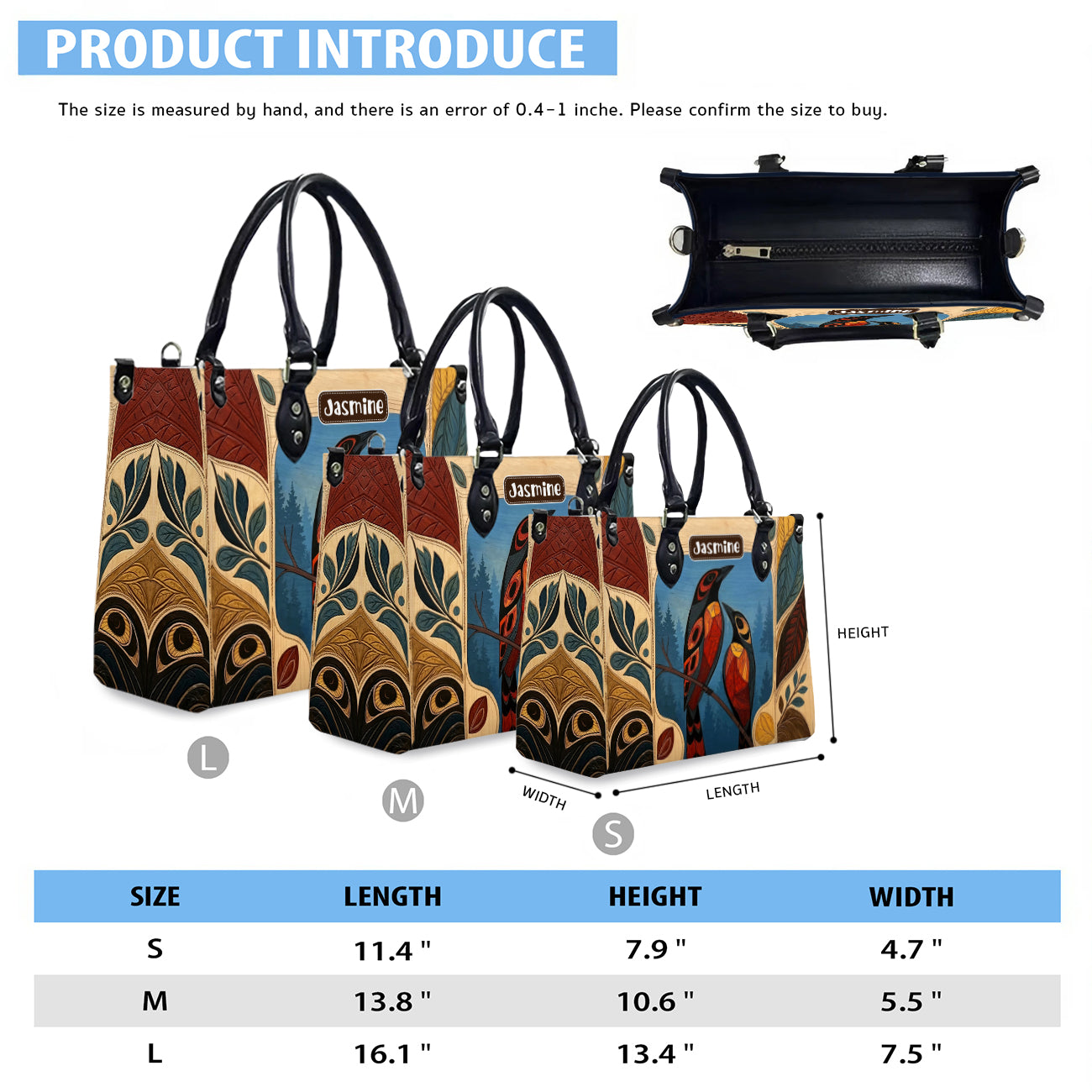 Sacred Bird Spirit Personalized Leather Bag