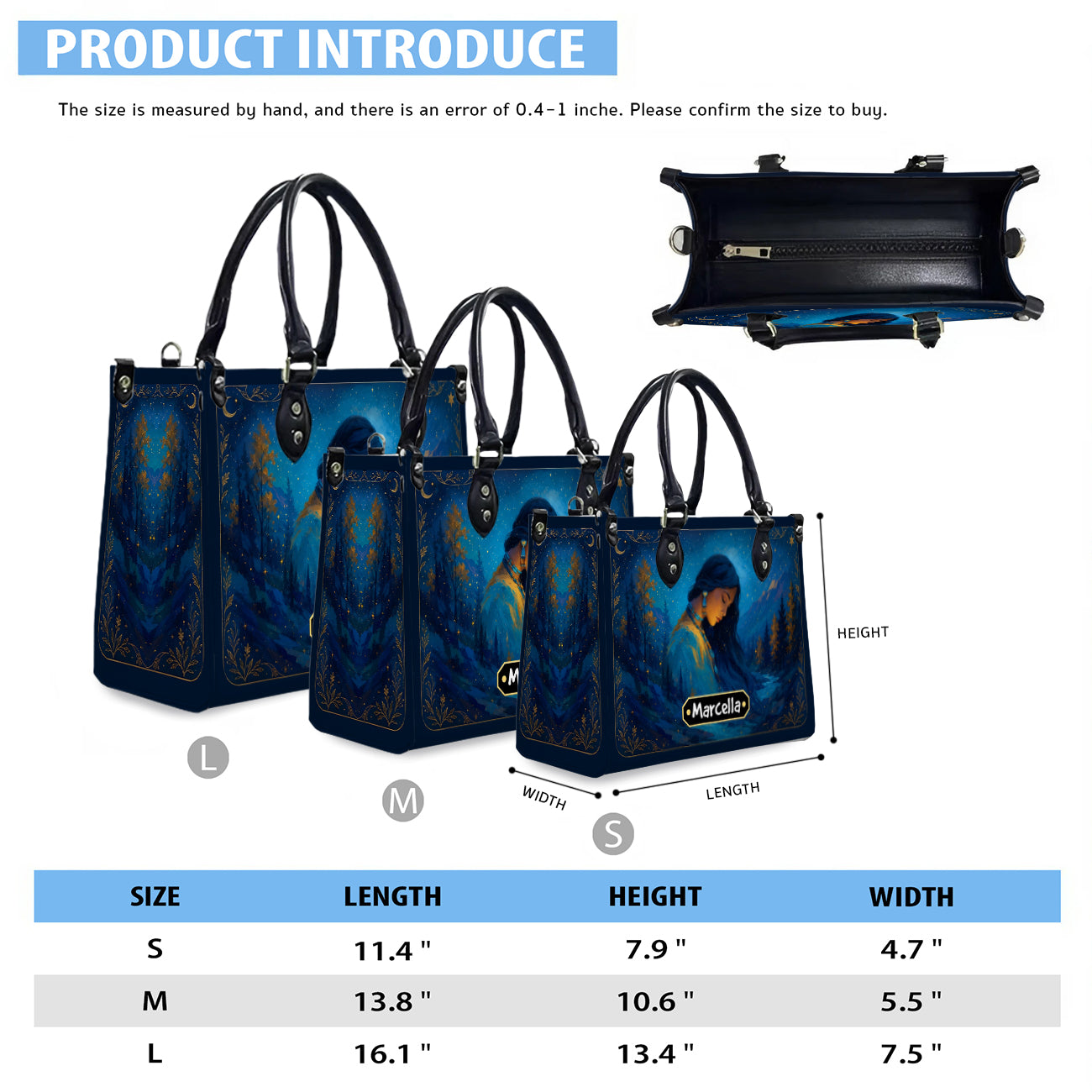 Turquoise Woman Grace Personalized Leather Bag