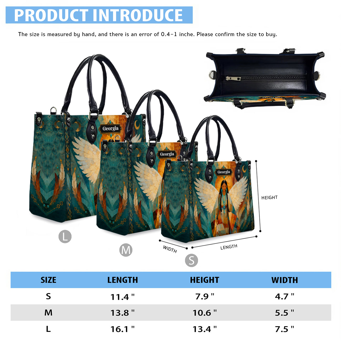 Radiant Feather Woman Personalized Leather Bag