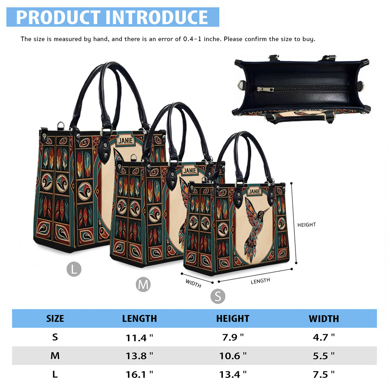 Hummingbird Heritage Flight Personalized Leather Bag - Q1579