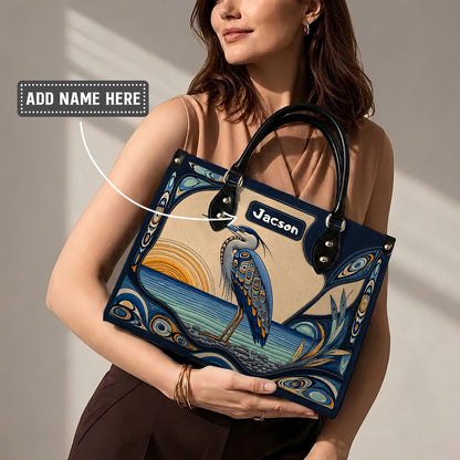 Spirit of the Heron Personalized Leather Bag