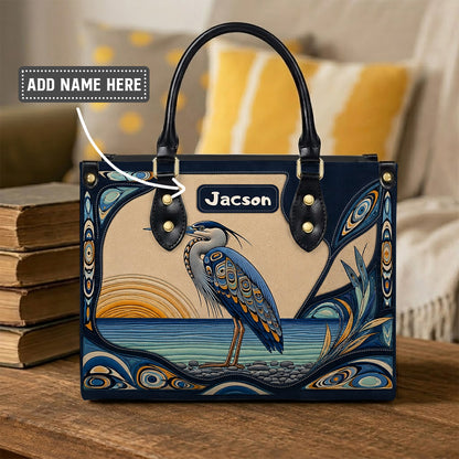 Spirit of the Heron Personalized Leather Bag
