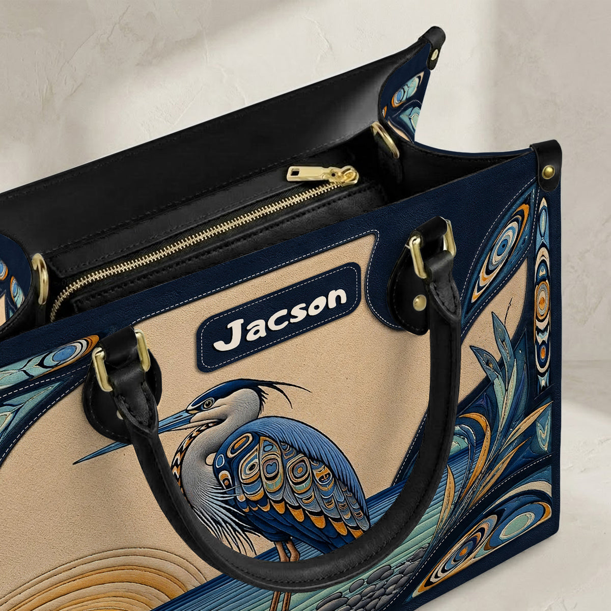 Spirit of the Heron Personalized Leather Bag