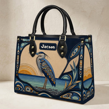 Spirit of the Heron Personalized Leather Bag