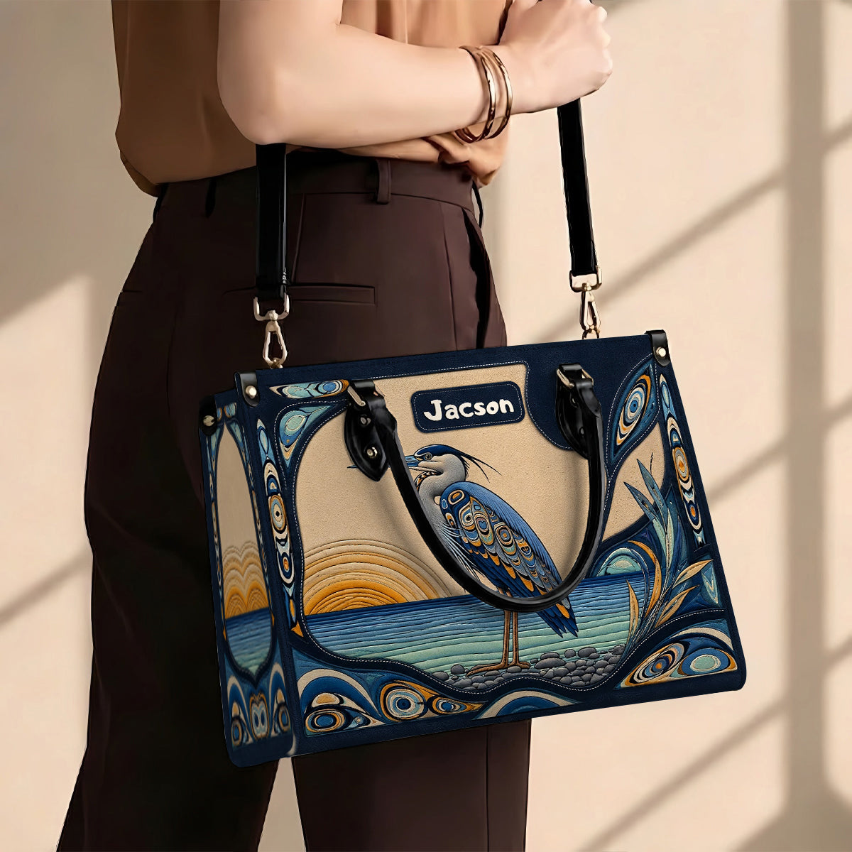 Spirit of the Heron Personalized Leather Bag