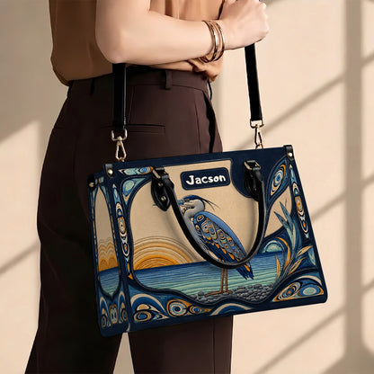 Spirit of the Heron Personalized Leather Bag
