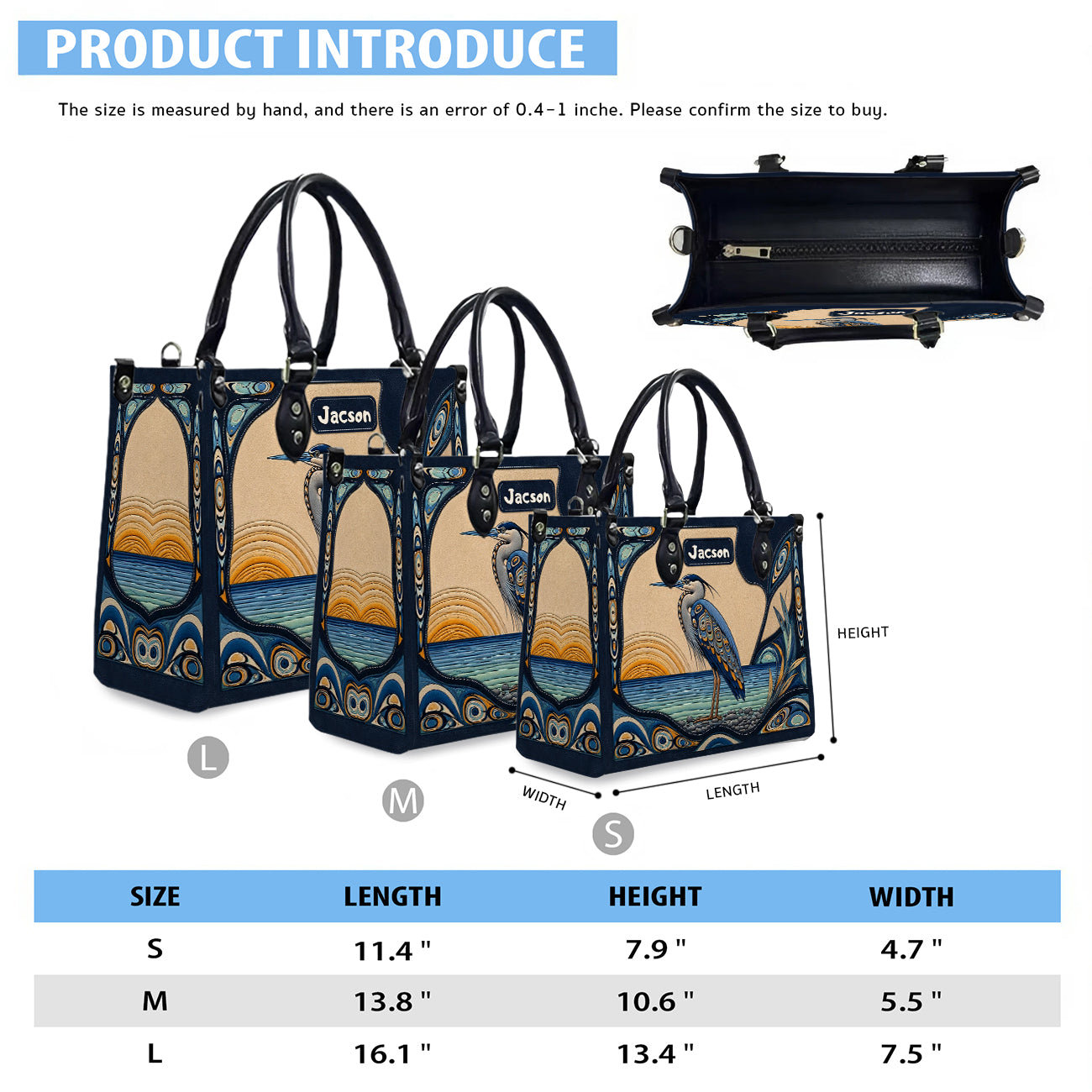 Spirit of the Heron Personalized Leather Bag