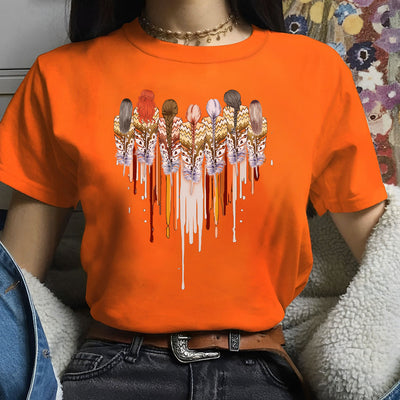 Native American Women Together Feather Heart Shirt