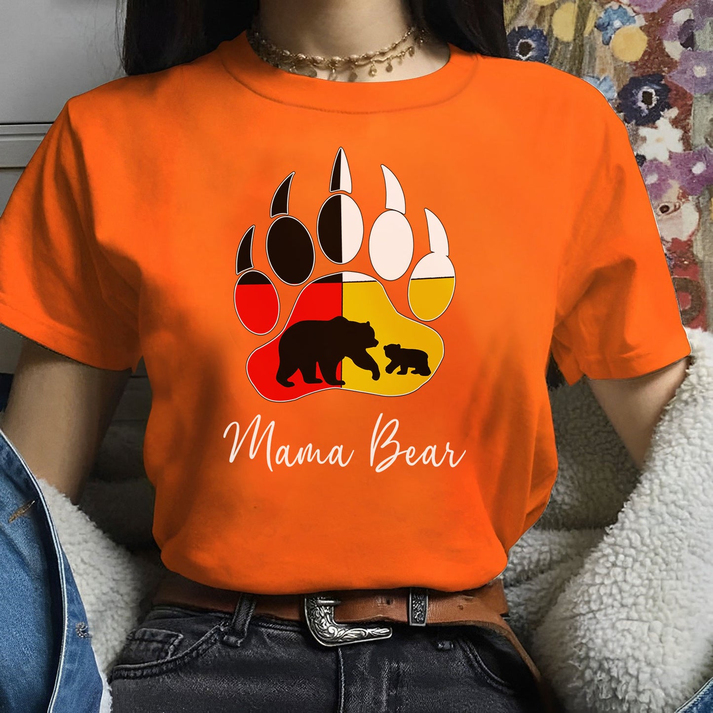 Native American Mama Bear Foot Colors Shirt
