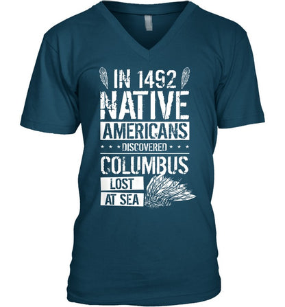IN 1492 NATIVE AMERICANS DISCOVERED COLUMBUS LOST AT SEA