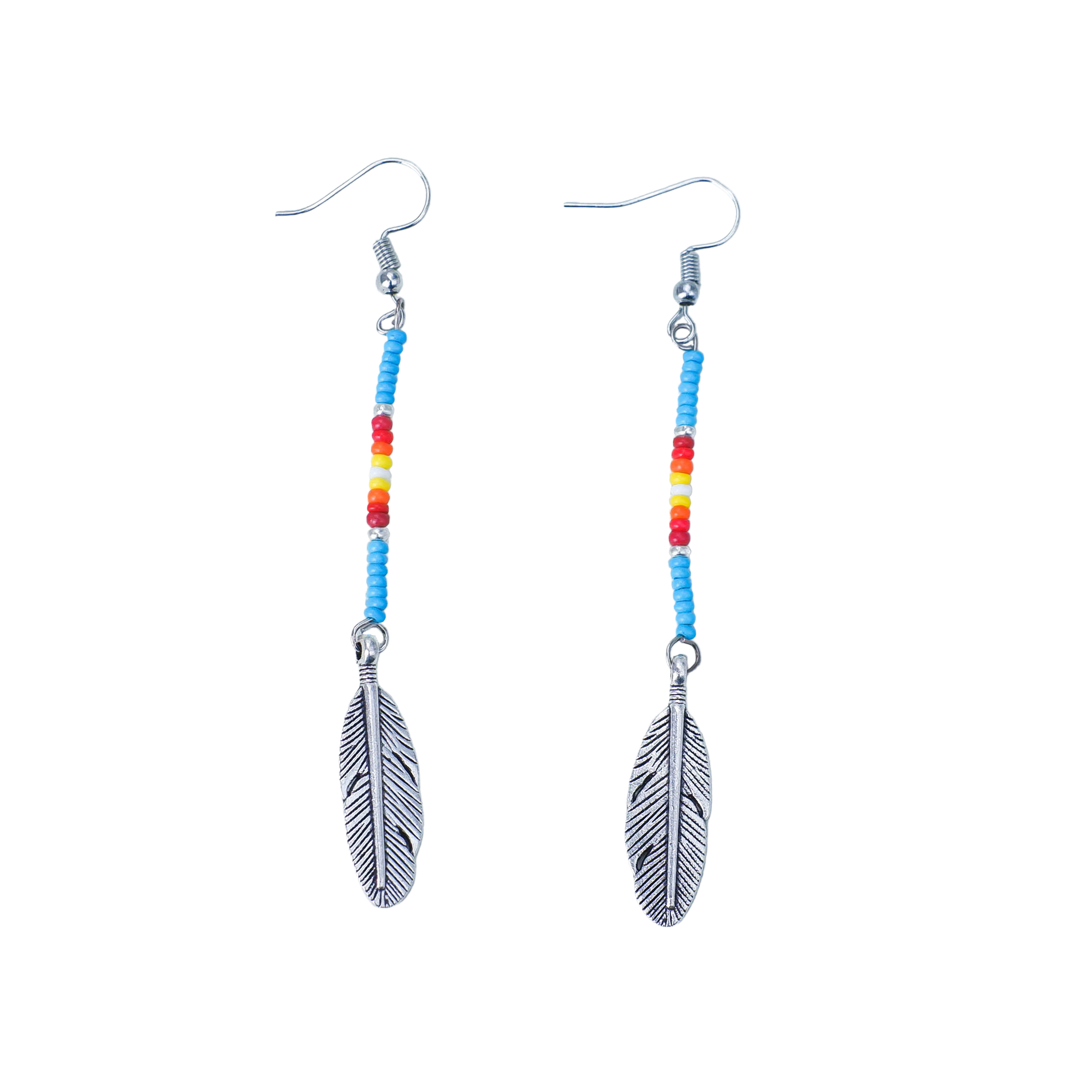 SALE 50 OFF Blue Stick Pattern Beaded Handmade Earrings For Women Native Heritage Store