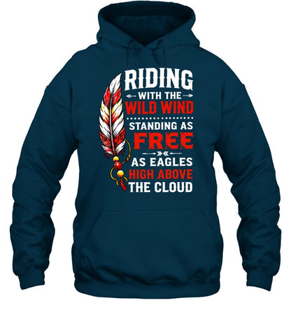RIDING WITH THE WILD WIND STANDING AS FREE AS EAGLES HIGH ABOVE THE CLOUD