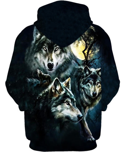 Wolf Night Moon 3D Hoodie