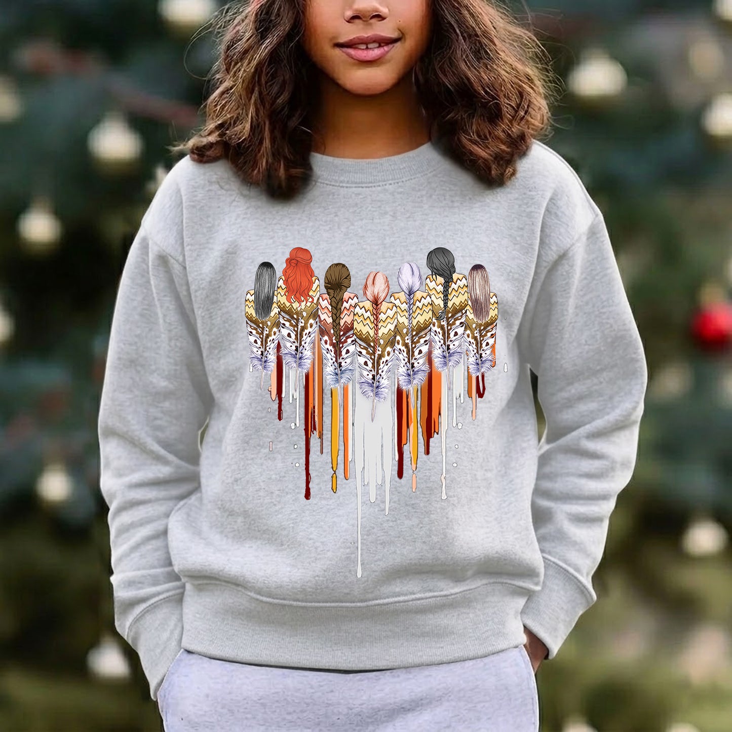 Native American Women Feather Heart Unisex Hoodie/Sweatshirt/T-Shirt 122