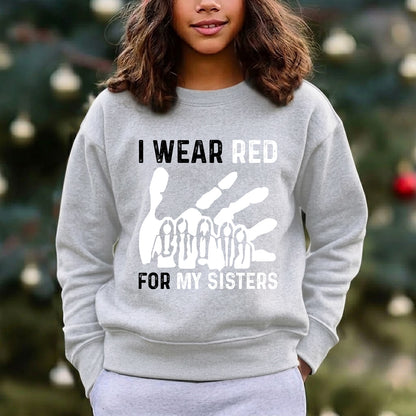MMIW I Wear Red For My Sister Red Hand Unisex Kid size Hoodie/Sweatshirt/T-Shirt