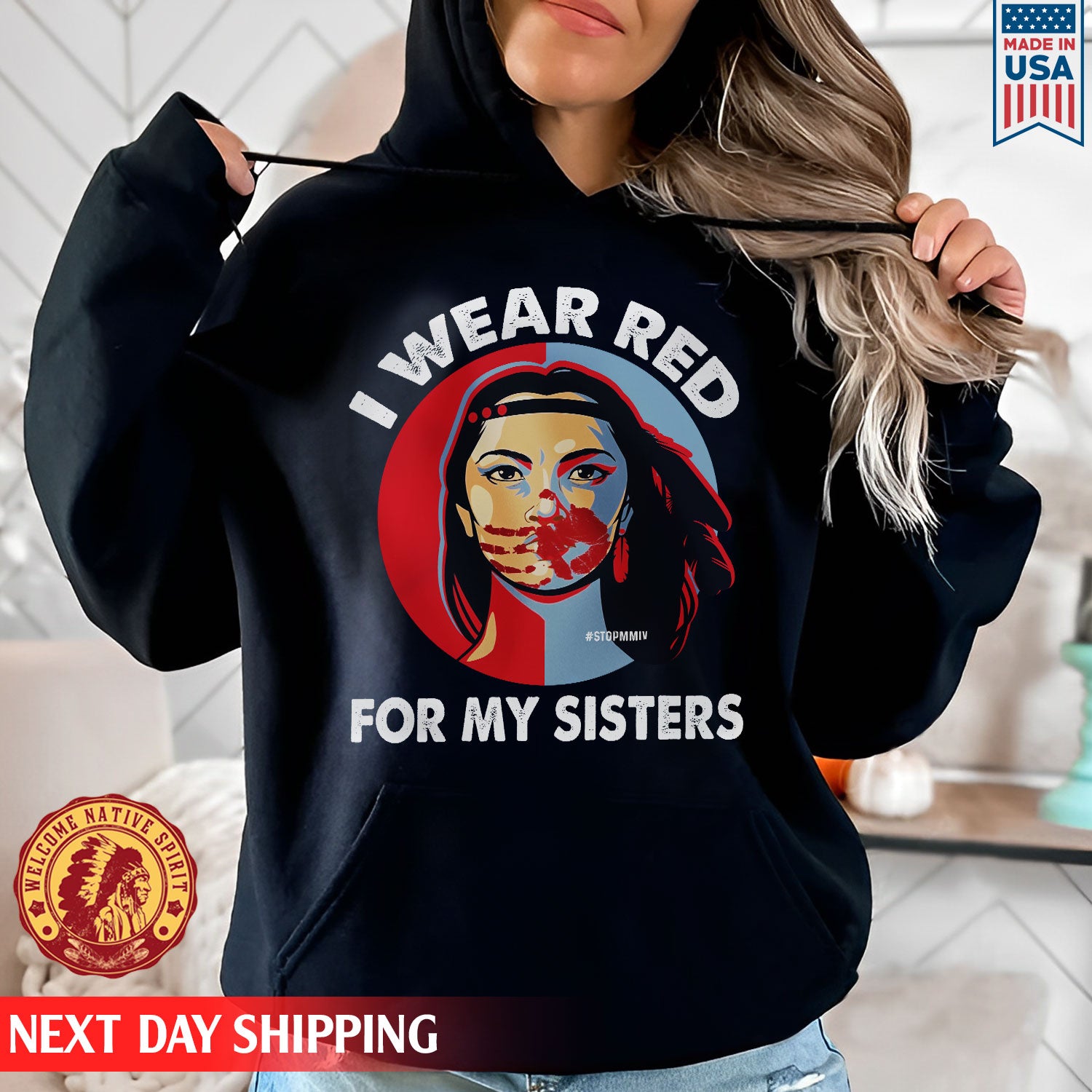 MMIW - I Wear Red For My Sisters Red Hand Indigenous Women Shirt