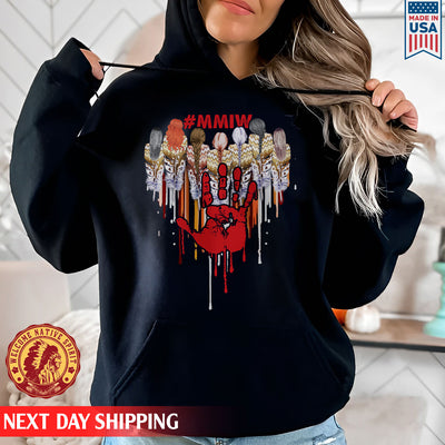 MMIW - Women Red Hand Together Feather Heart Shirt