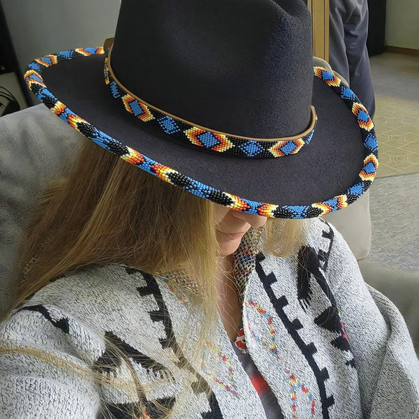 SALE 50% OFF - Dark Blue Pattern Fedora Hatband for Men  display picture 3