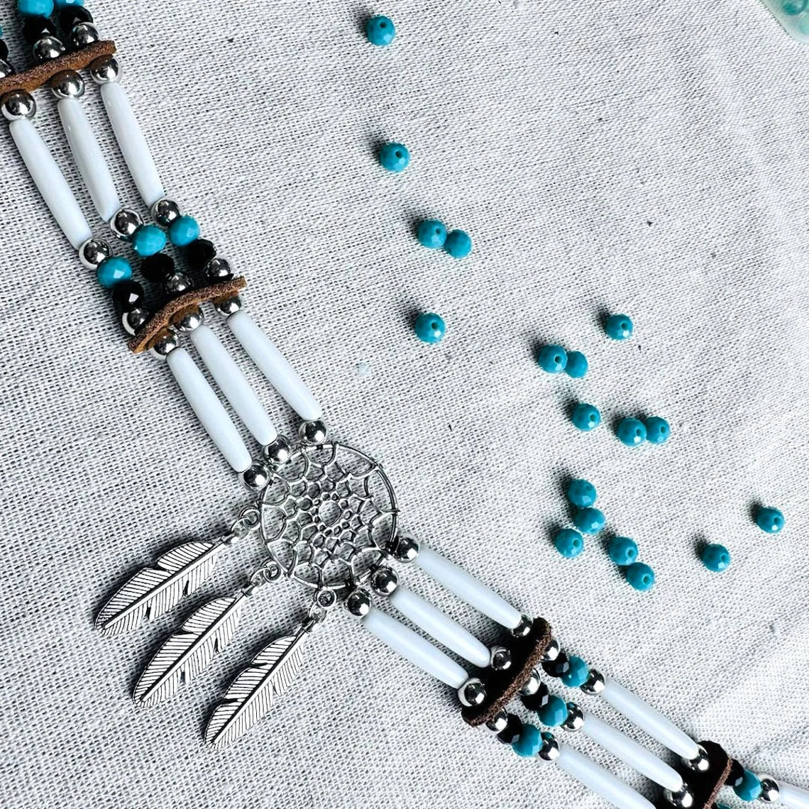 SALE OFF 50% - Native Buffalo Bone Bead Choker Tribal Jewelry