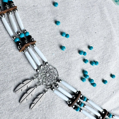 SALE OFF 50% - Native Buffalo Bone Bead Choker Tribal Jewelry