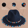 SALE 50% OFF - Dark Blue Pattern Fedora Hatband for Men Women Beaded Brim with Native American Style