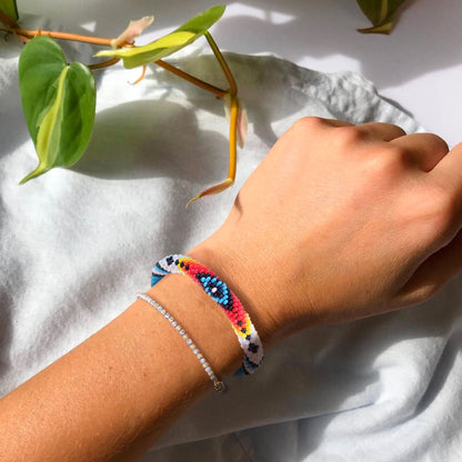 SALE 50% OFF - Dark Blue Eye Beaded Handmade Bracelet